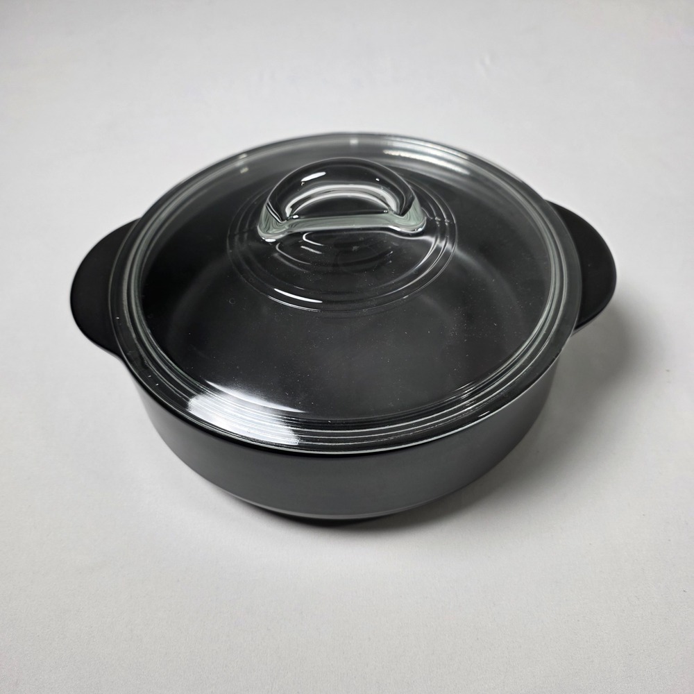 Pampered Chef Rockcrok Everyday Pan 2.5 QT Black Ceramic Dutch Oven with Lid